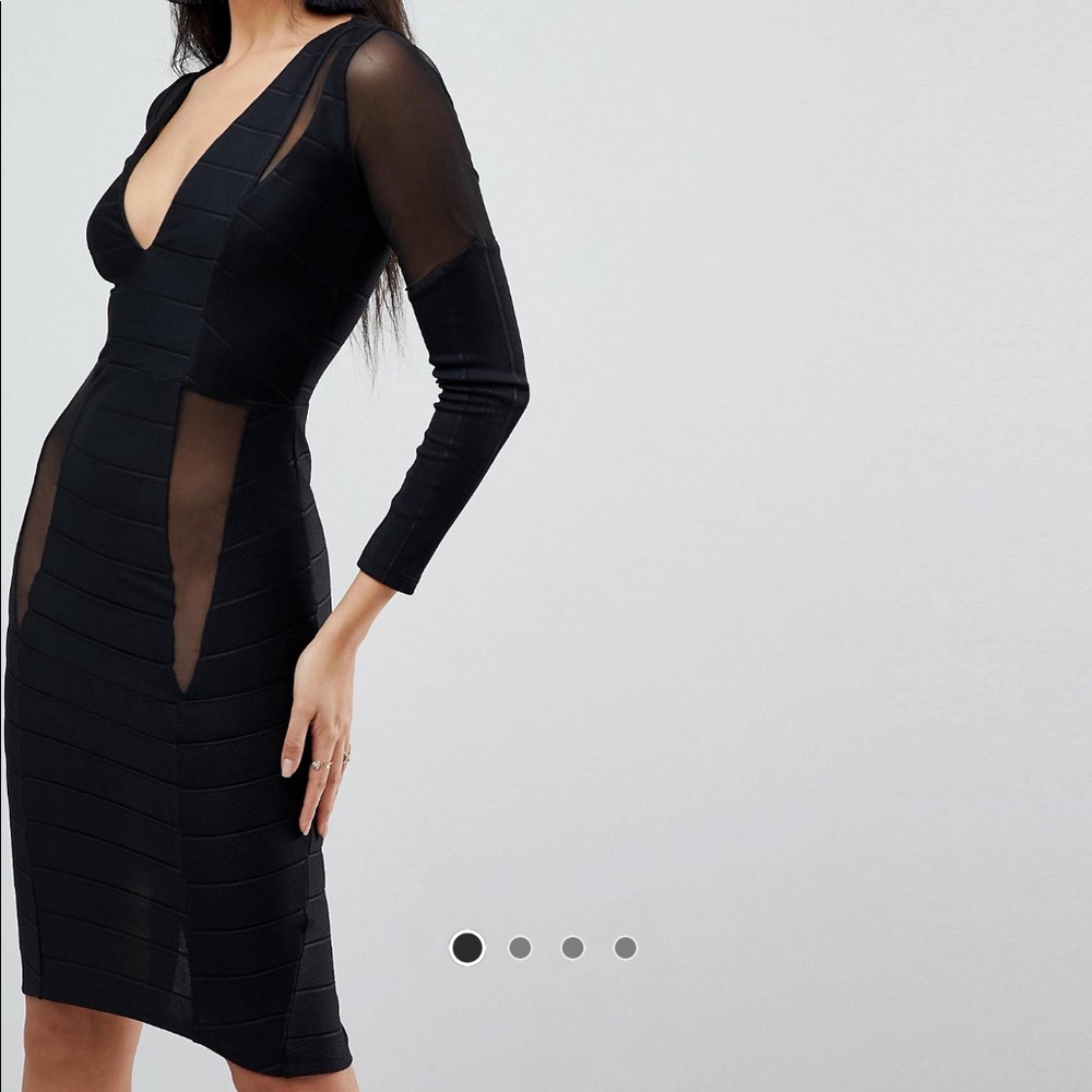 Deep Plunge Mesh Bandage Dress